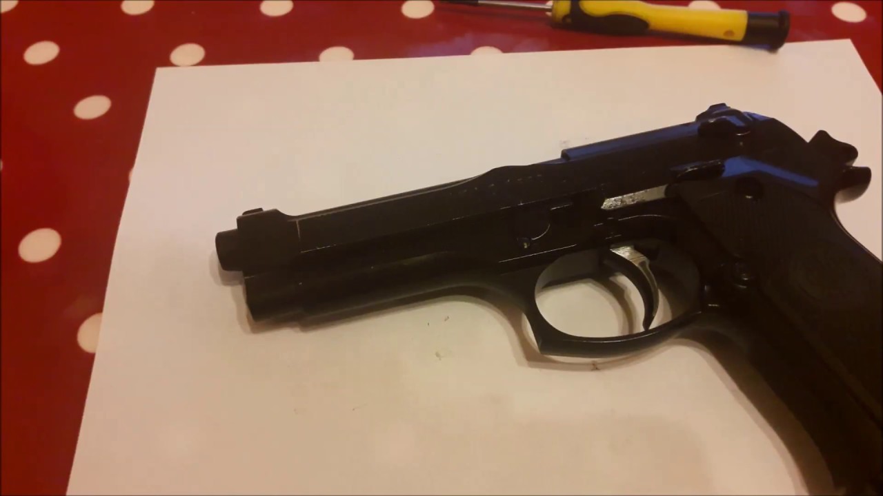 WE m9 airsoft nozzle, piston and safety dissasembly and replacement tutorial
