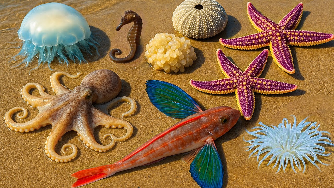 🌊 Coastal Foraging: Found Seahorse, Octopus, Flying Fish, Strange Shells, Jellyfish & Starfish! 🐙🐚🪼⭐
