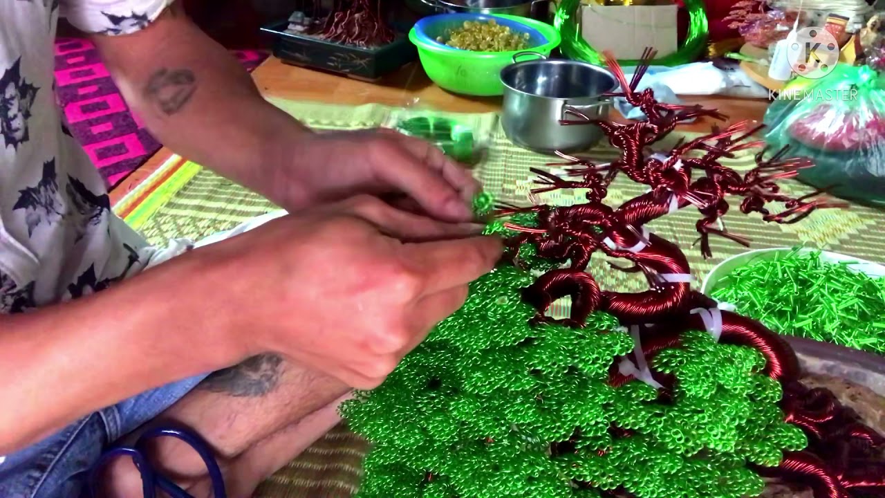 Bonsai dây nhôm màu ( làm lá và vào hoa cho cây).