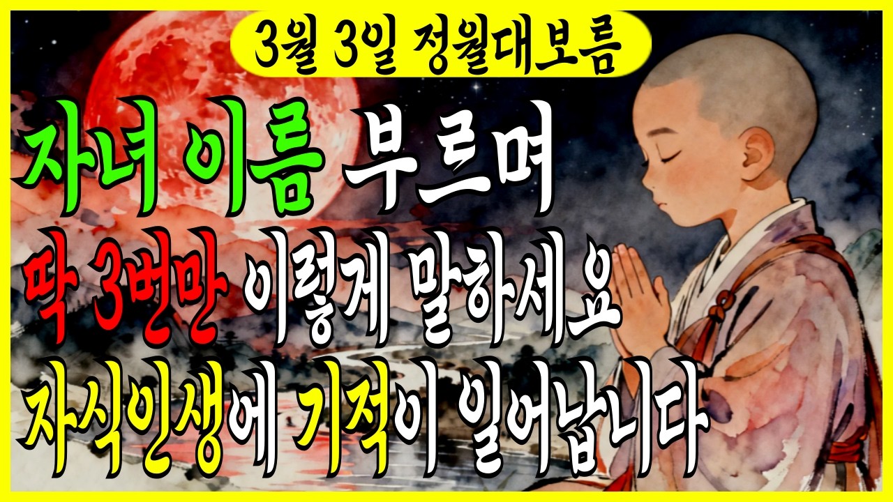 정월대보름 자식들의 대운을 불러오는 3가지 비법과 기도법 |부처님말씀|부처님가피|부모마음|아침확언|새벽기도