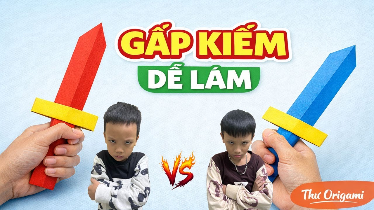Hướng dẫn gấp kiếm bằng giấy origami dễ làm | Thư Origami