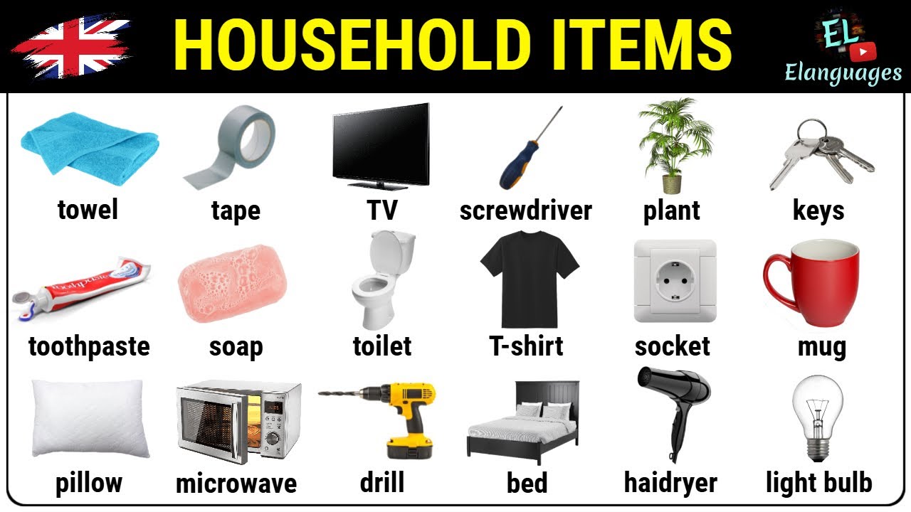 Household Items in English Vocabulary