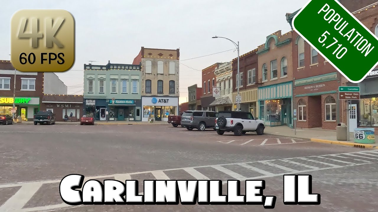 Driving Around Small Town Carlinville, IL in 4k Video