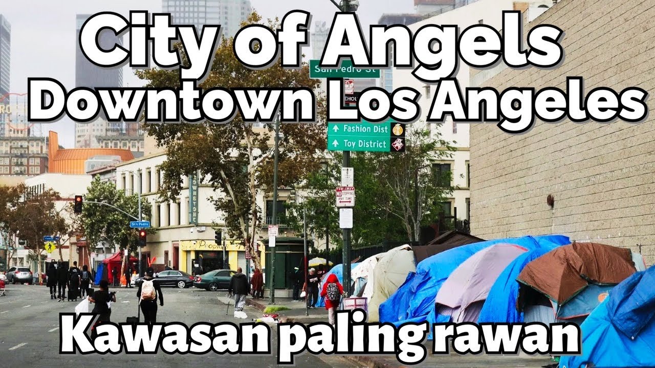 SKID ROW | kawasan Rawan di Los angeles - ngevlog langsung di hadang 2 orang kulit hitam