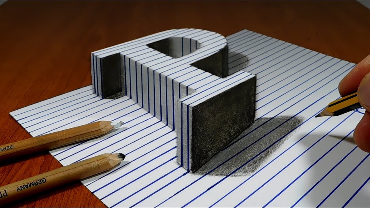 Draw a Letter P on Line Paper   3D Trick Art