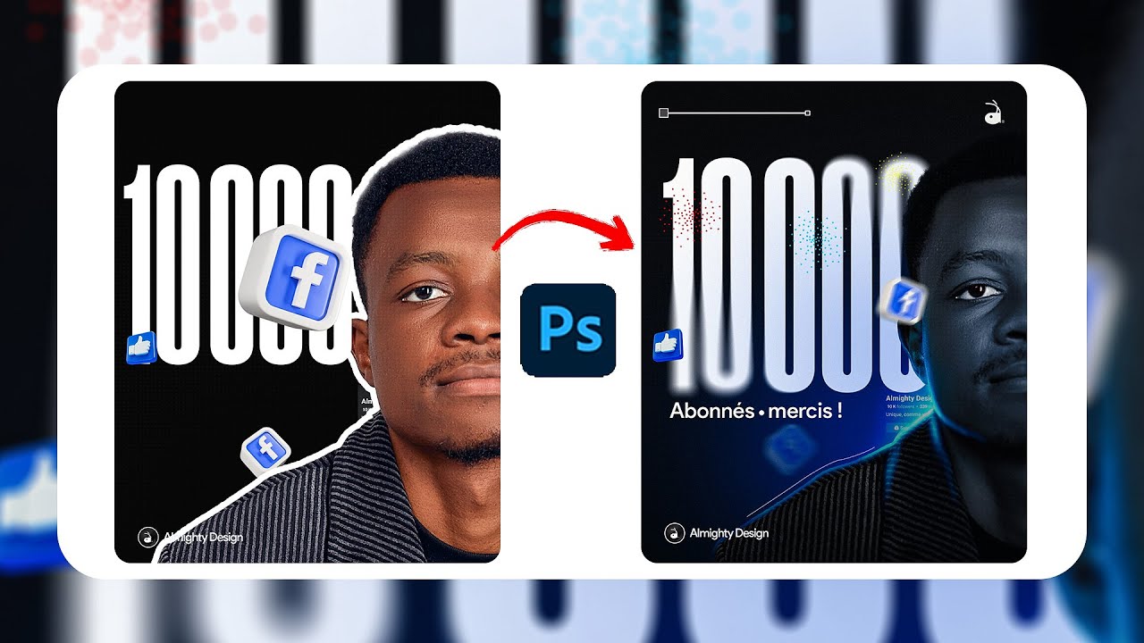 Comment j’ai créé le visuel des 10 000 abonnés (étape par étape) || Photoshop 2026