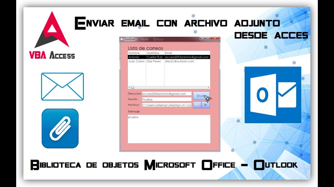 Enviar email con archivo adjunto desde access con outlook | Codigo🎤