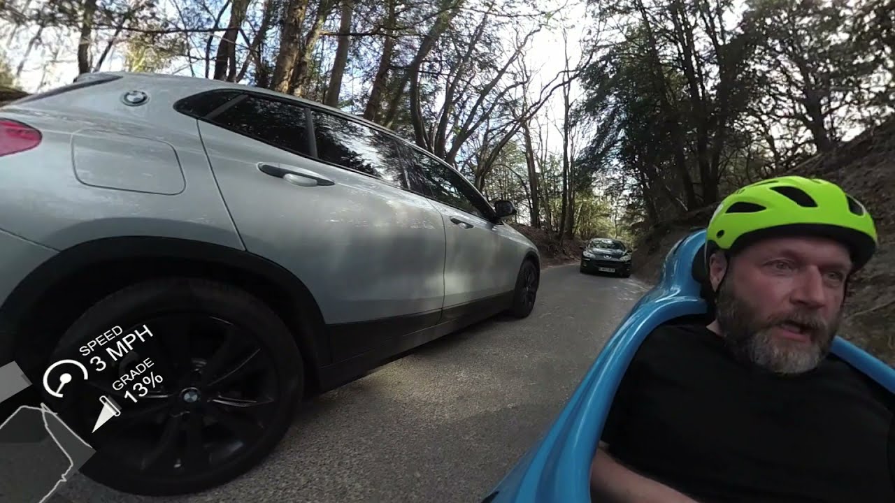 Strada Velomobile up 18% climb - Whitedown Lane in Surrey