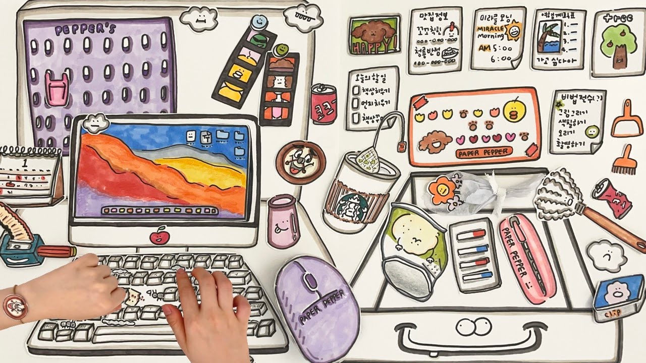 [🚀paperdiy] 책상정리 ASMR Satisfying Desk Organizing & Cleaning 🔇No music | paper pepper