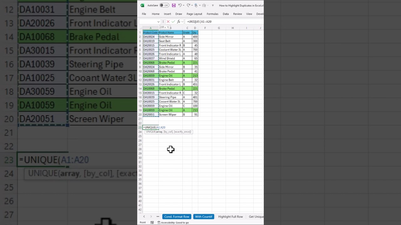 Unique Function in Excel | How to Use Unique Function in Excel