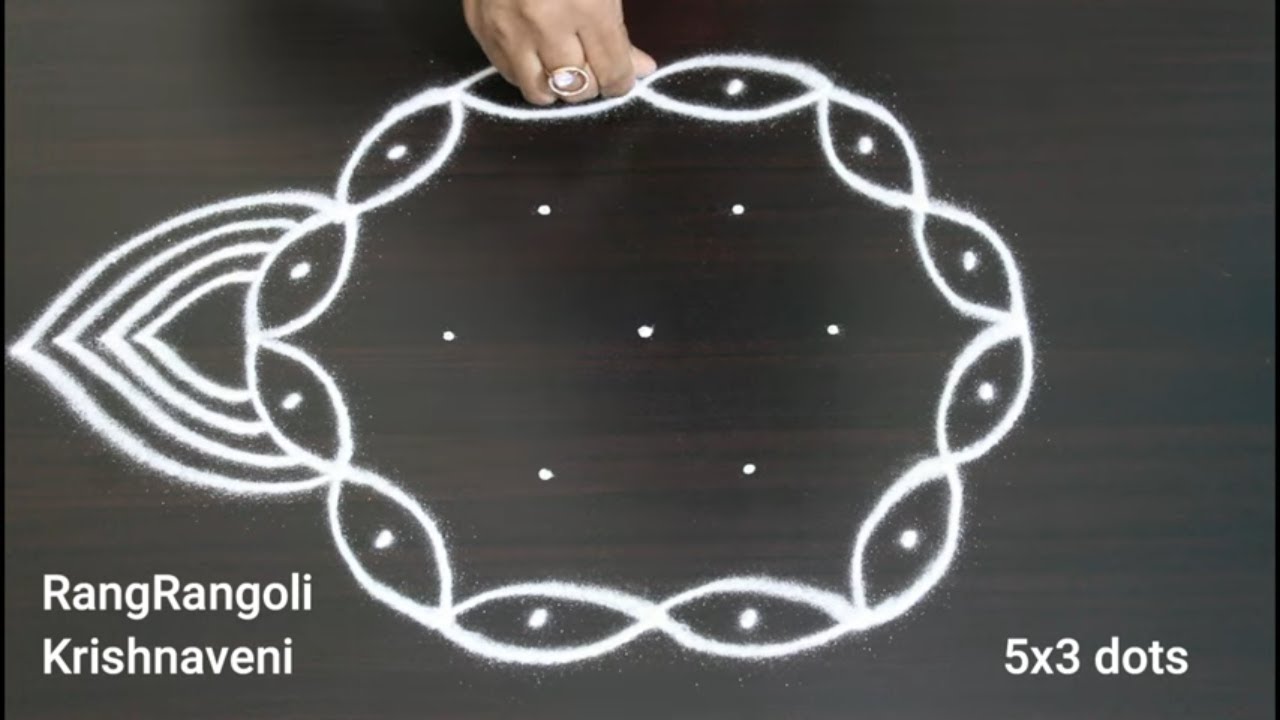 Sukravaram Muggulu🌺5x3 dots Easy Friday Rangoli🌺Friday Kolam🌺RangRangoli Krishnaveni