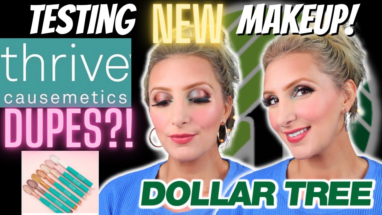 FULL FACE of NEW DOLLAR TREE MAKEUP Try-On | $1.25 THRIVE DUPES? La Colors Eye & Lip Crayons |