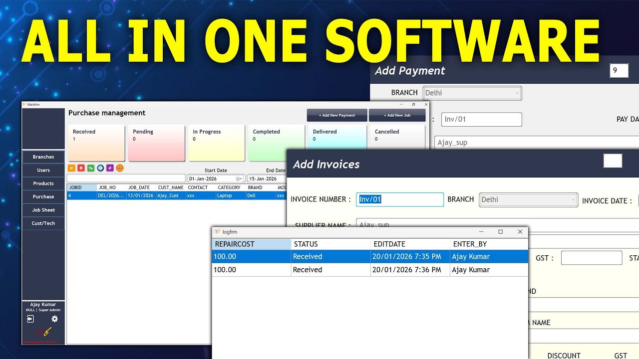Job Card & Inventory Accounting Software | Sale Purchase Billing for Shop & Service Center