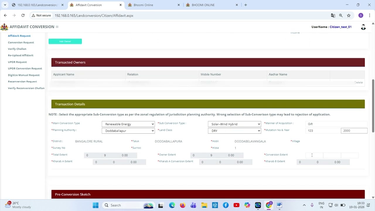 Demo   Video on how to apply conversion request for Renewable Energy Projects