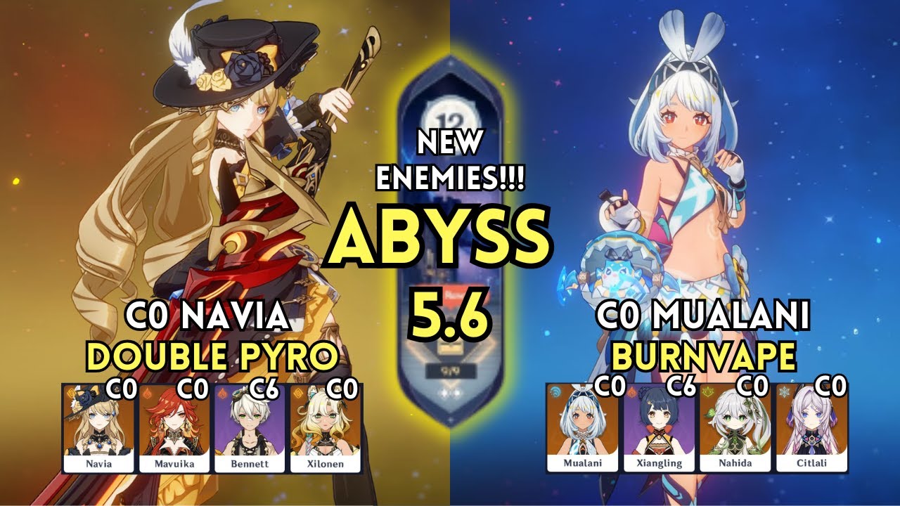 NEW ABYSS! C0 Navia Double Pyro & C0 Mualani BurnVape | 5.6 Genshin Impact Spiral Abyss