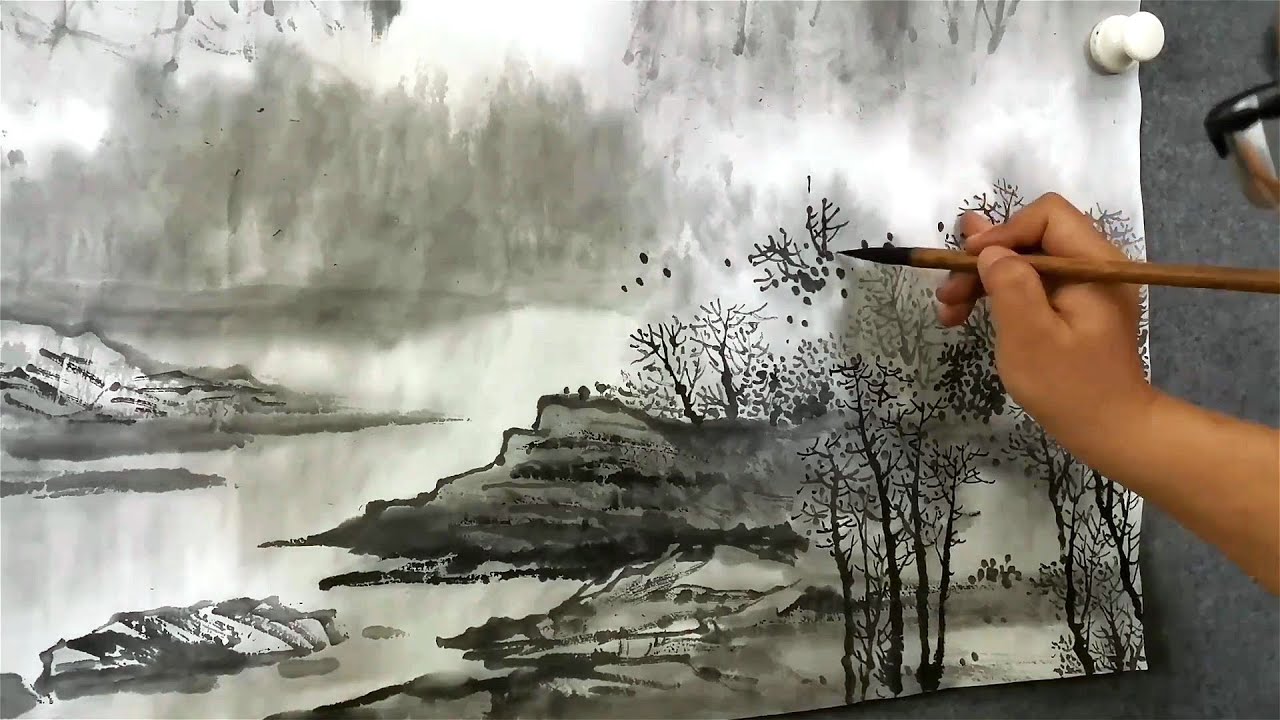 Как нарисовать пейзаж в китайской живописи кистью