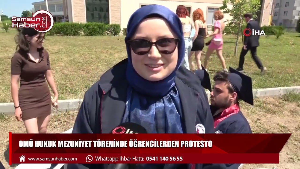OMÜ Hukuk mezuniyet töreninde öğrencilerden protesto