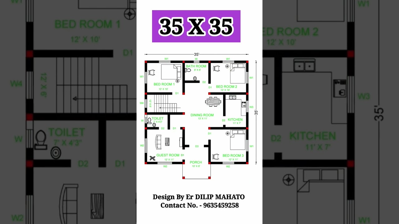 #35x35 House plan ! 35 by 35 ghar ka naksha  #shorts #viralshort #building_plan #engineer_mahato