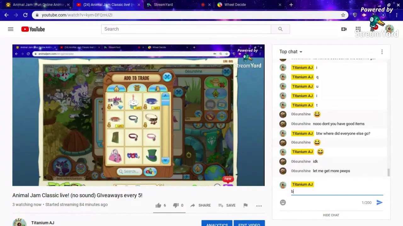 Animal Jam Classic live! (no sound) GIveaways every 5!