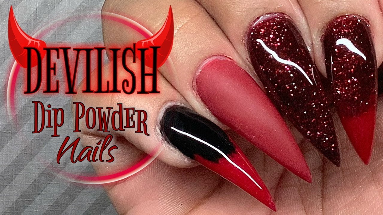 MODELONES Halloween Dip Powder Starter Kit | Devilish Stiletto Nails | Halloween Nails
