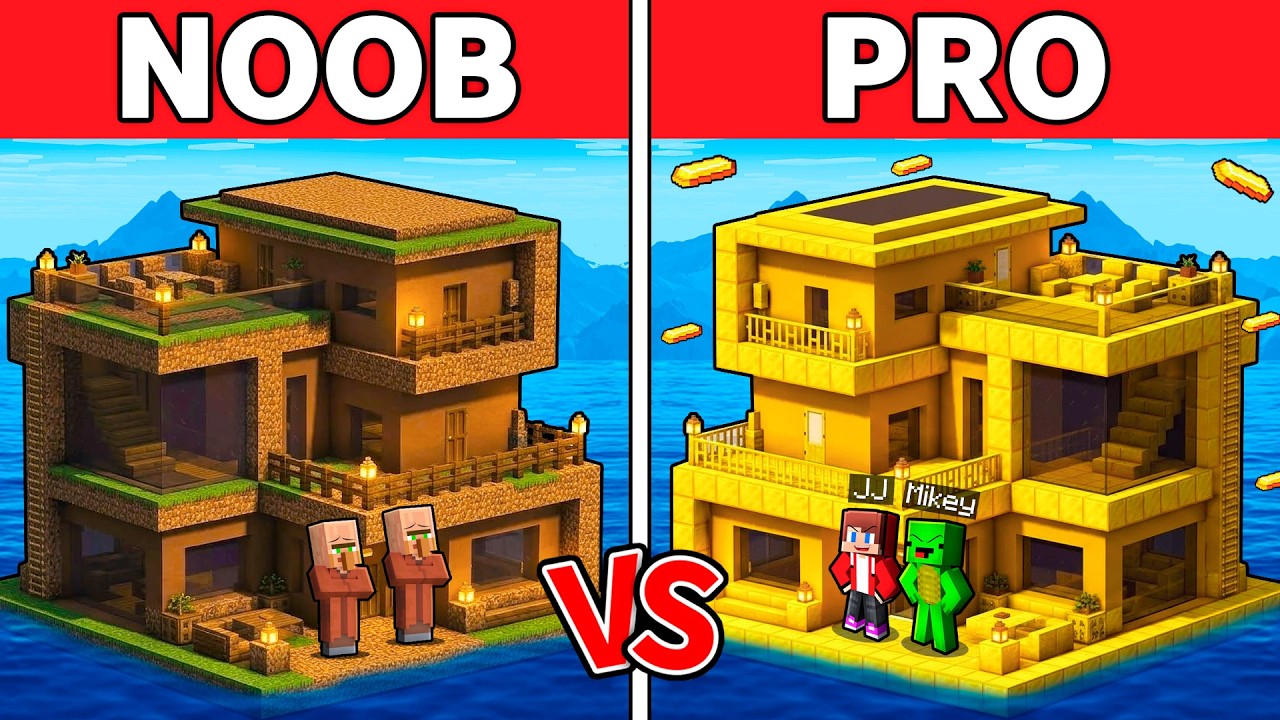 JJ and Mikey vs Villagers : NOOB vs PRO Modern House on Water - Maizen in Minecraft ! (Maizen)
