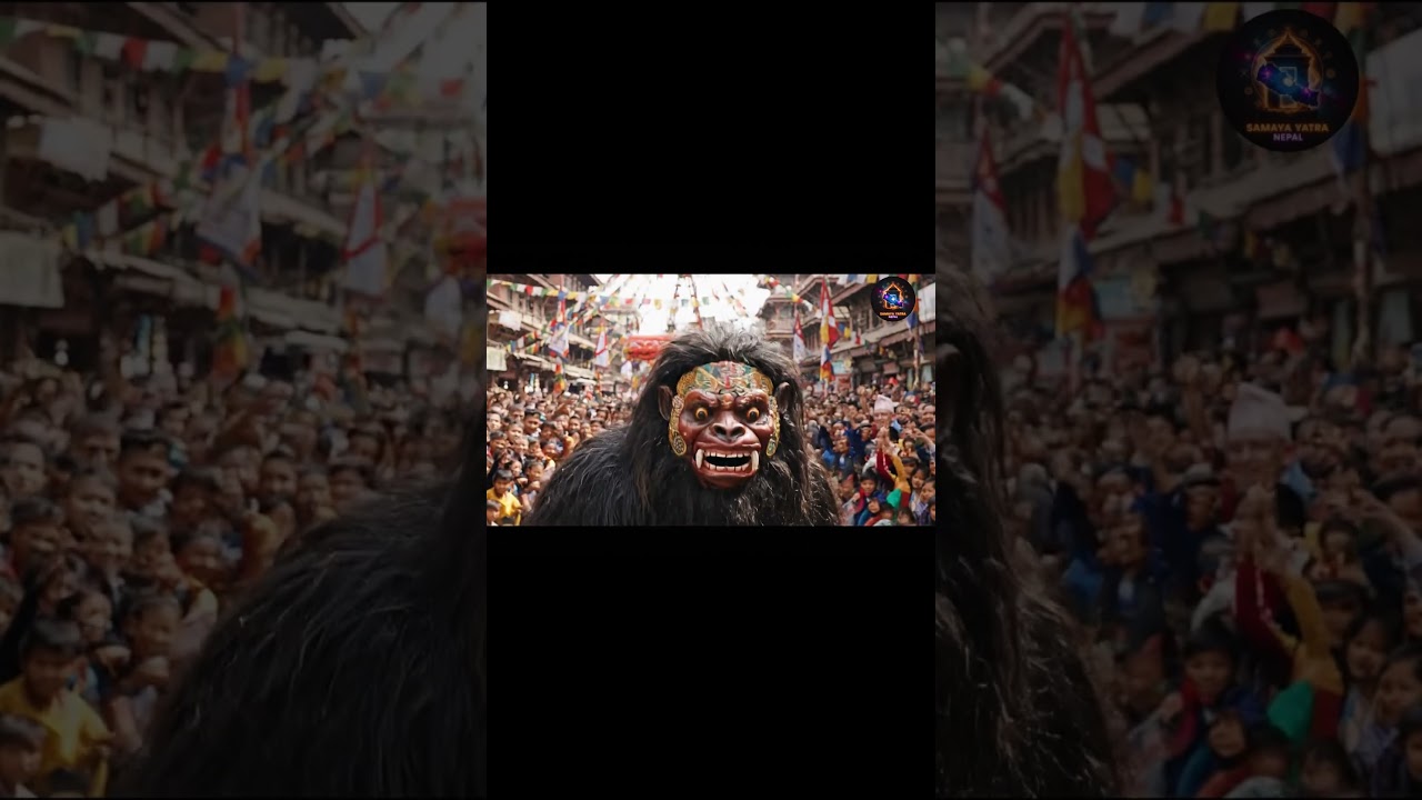 🔥Lakhe Dance KTM Festival💥Yeti Lakhe नाच🏯Newari Culture📯Lakhe Mask🎭लाखे नाच💃lakhe Newari Festival🪇AI