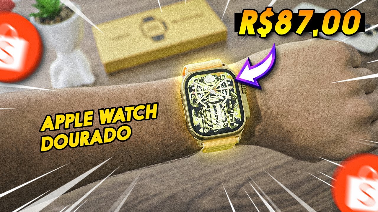 Comprei um Apple Watch Dourado da Shopee! Menos de 100 reais 😱 (G9 Ultra Pro)
