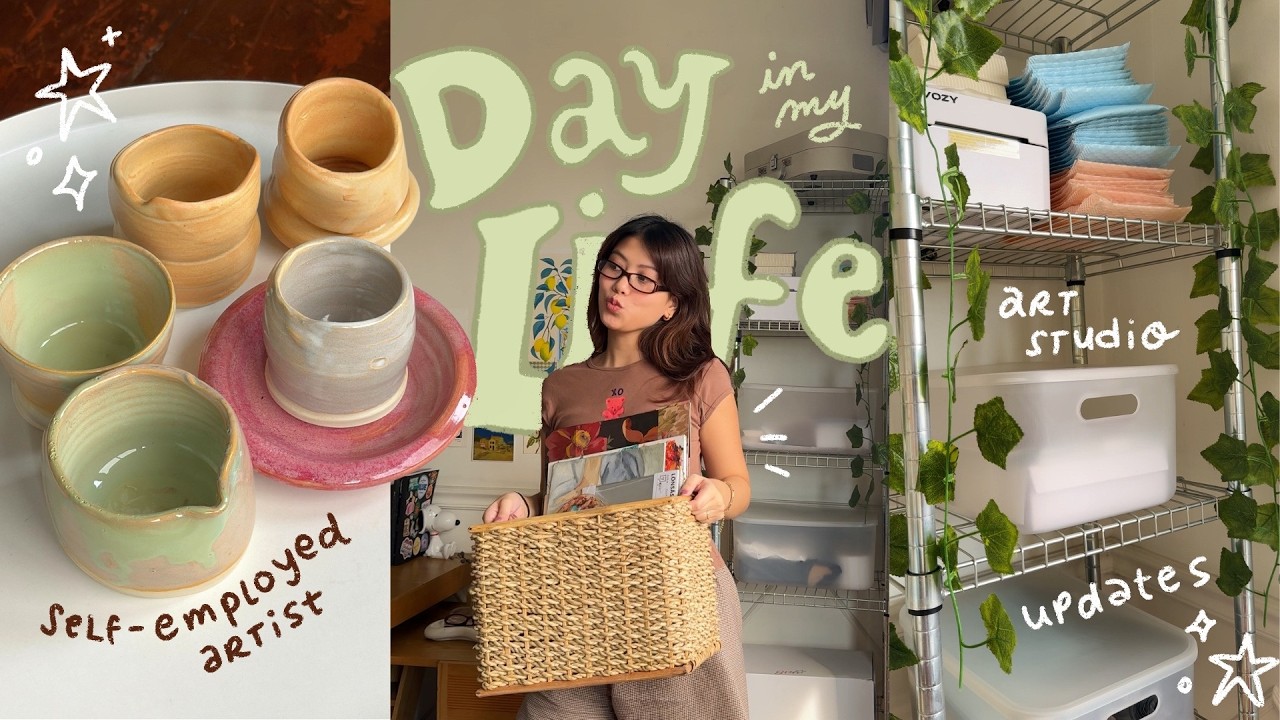 Productive Art Vlog 🌷 art studio makeover, pottery + ikea haul & more!