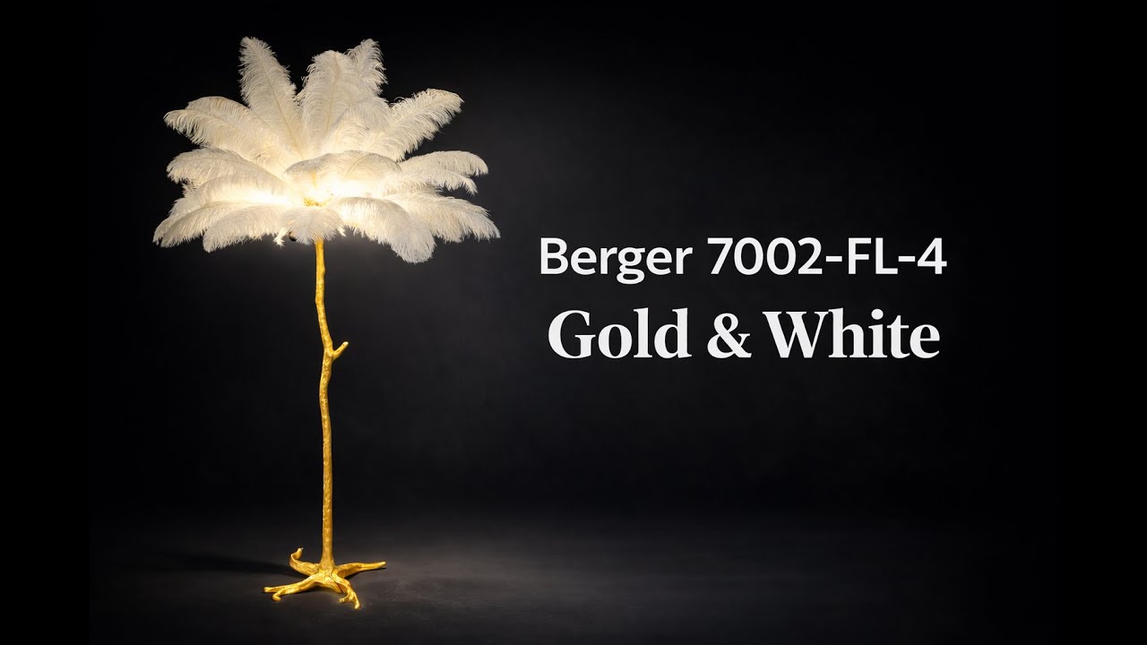 Designová stojací lampa s peřím — styl Art Deco