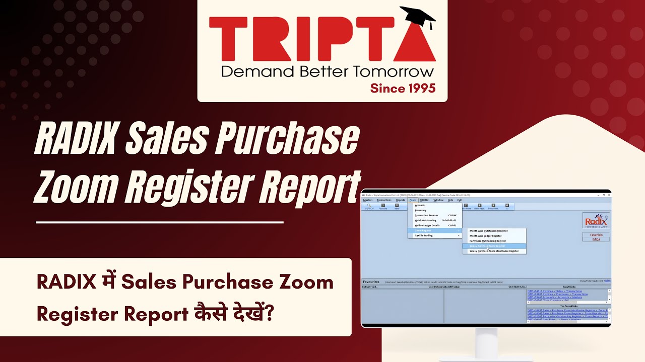 RADIX Sales Purchase Zoom Register Report