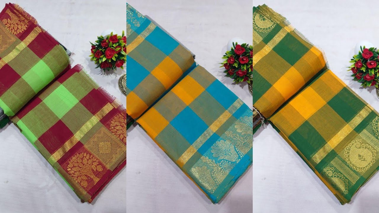 Chettinadcotton checked sarees WhatsApp:9488481101 @Vidhya sarees#premiumquality#wholesale