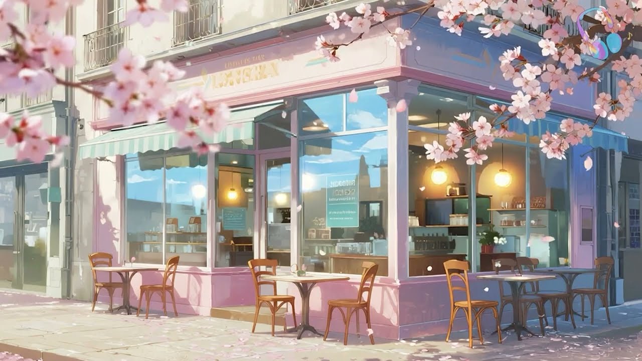 Spring Corner Café ☕ Outdoor Lofi Ambience 🌸 Peaceful Beats to Study, Work & Relax