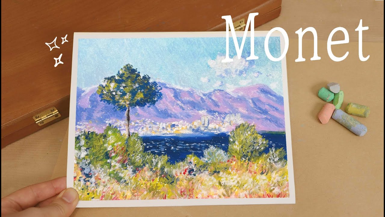 오일파스텔 모네 풍경화/ 오일파스텔 명화그리기/Monet oil pastel drawing