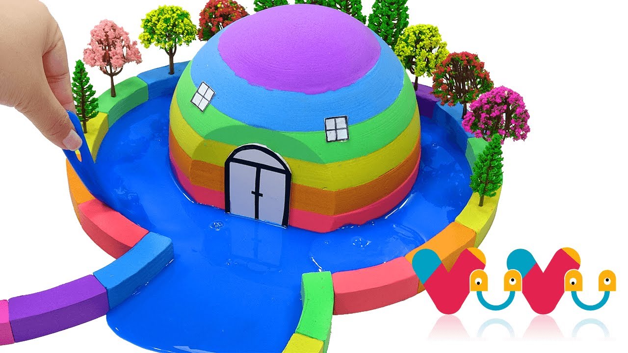 How To Make Rainbow Hut with Kinetic Sand, Slime, Tree Model