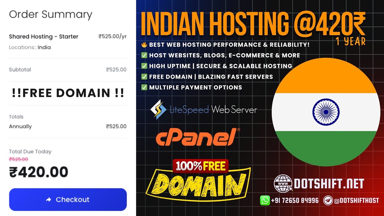 India&rsquo;s Cheapest Web Hosting at ₹420/Year 🔥 Free Domain + cPanel | DotShift.Net 2026 #webhosting