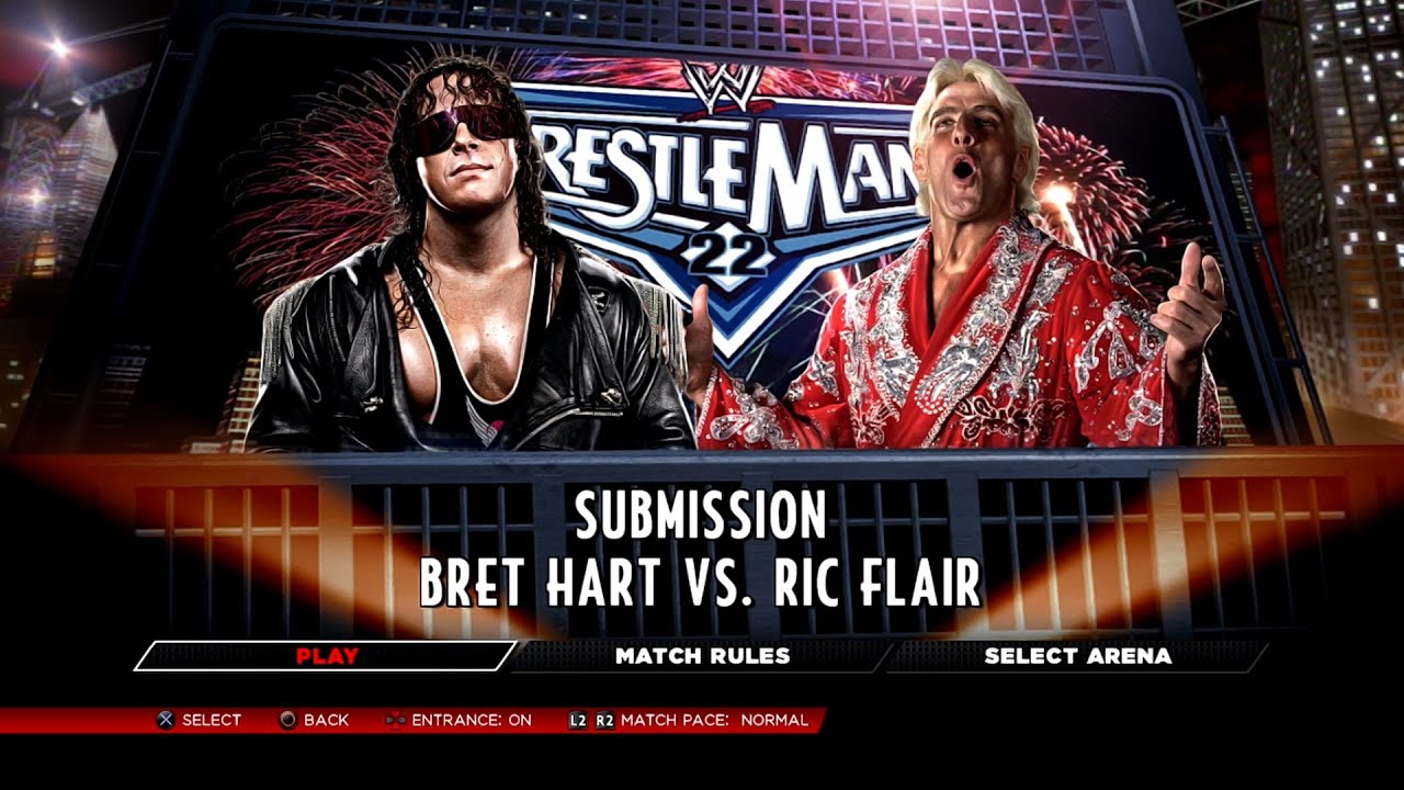 WWE 2K14 PS3 - Bret Hart VS Ric Flair (Retro) - Ultimate Submission (15 Min) [2K][mClassic]