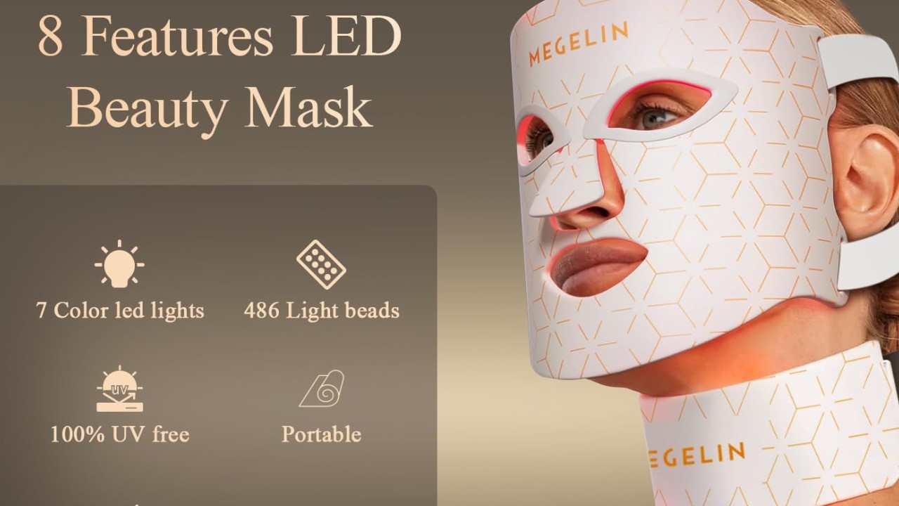 ✨ Full Coverage Glow! MEGELIN LED Face & Neck Light Therapy 🧖‍♀️