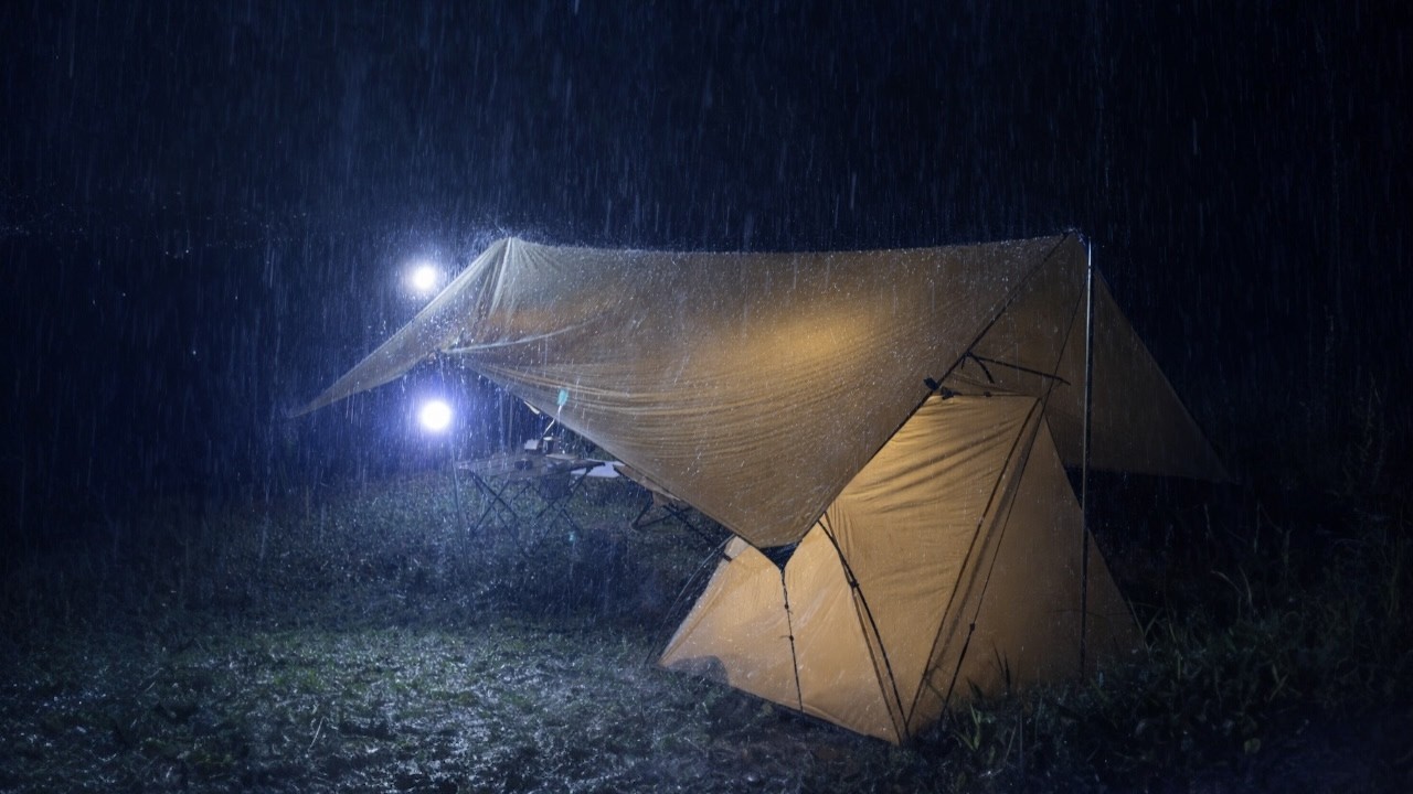 Кемпинг под спокойным дождём 🌧️ Кемпинг под тентом во время продолжительного дождя