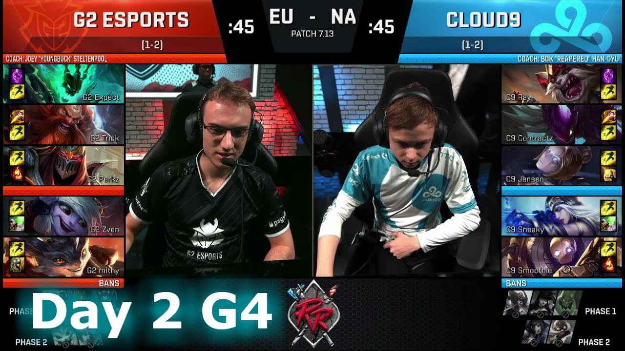 G2 eSports vs Cloud 9 | Day 2 of NA vs EU Rift Rivals 2017 LoL | G2 vs C9 #RiftRivals