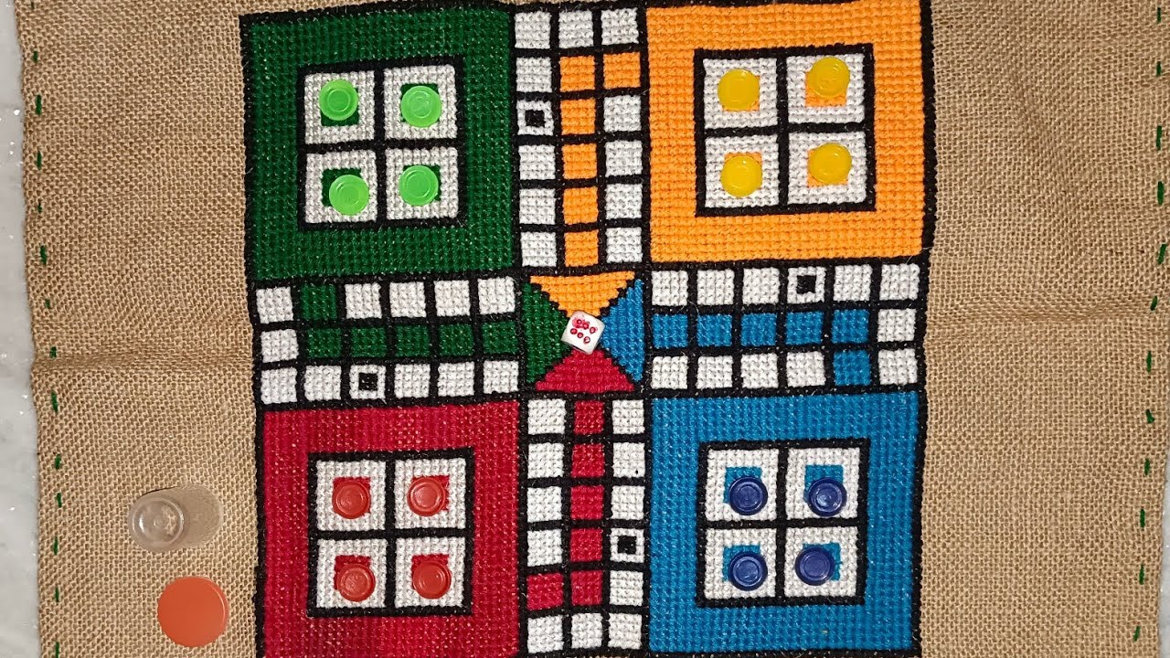 Ludo ason design, cross stitch design, carpet design, sitting mat, floomat/লুডো আসনের নাকশা সেলাই ||