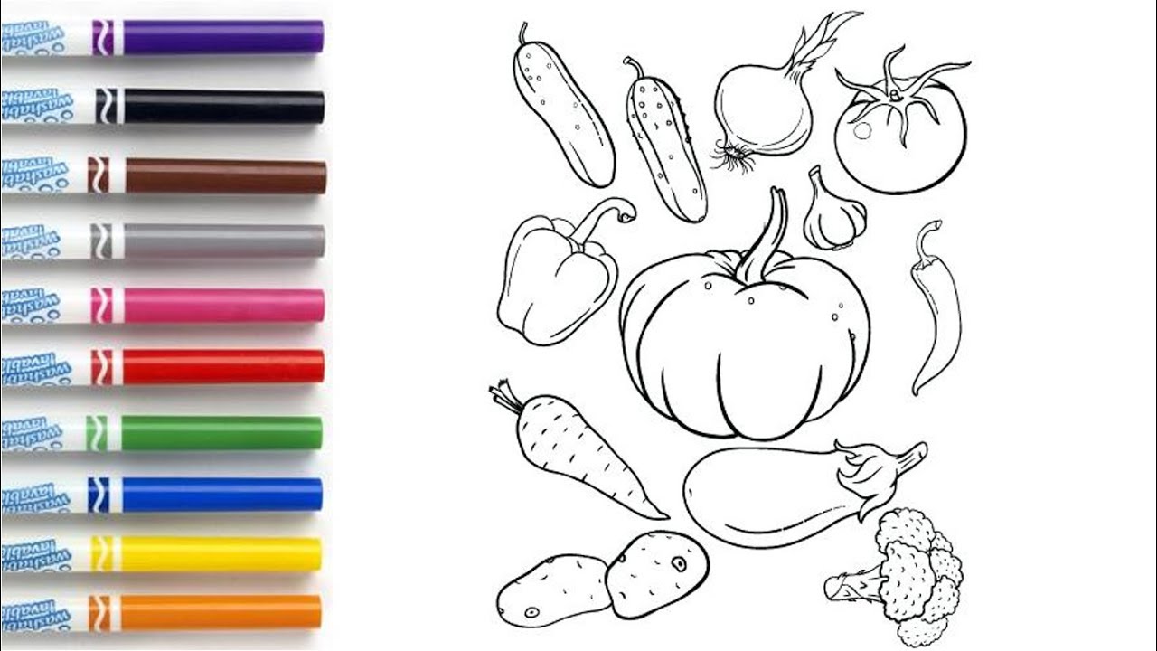 How to Draw Vegetables Coloring Book Page