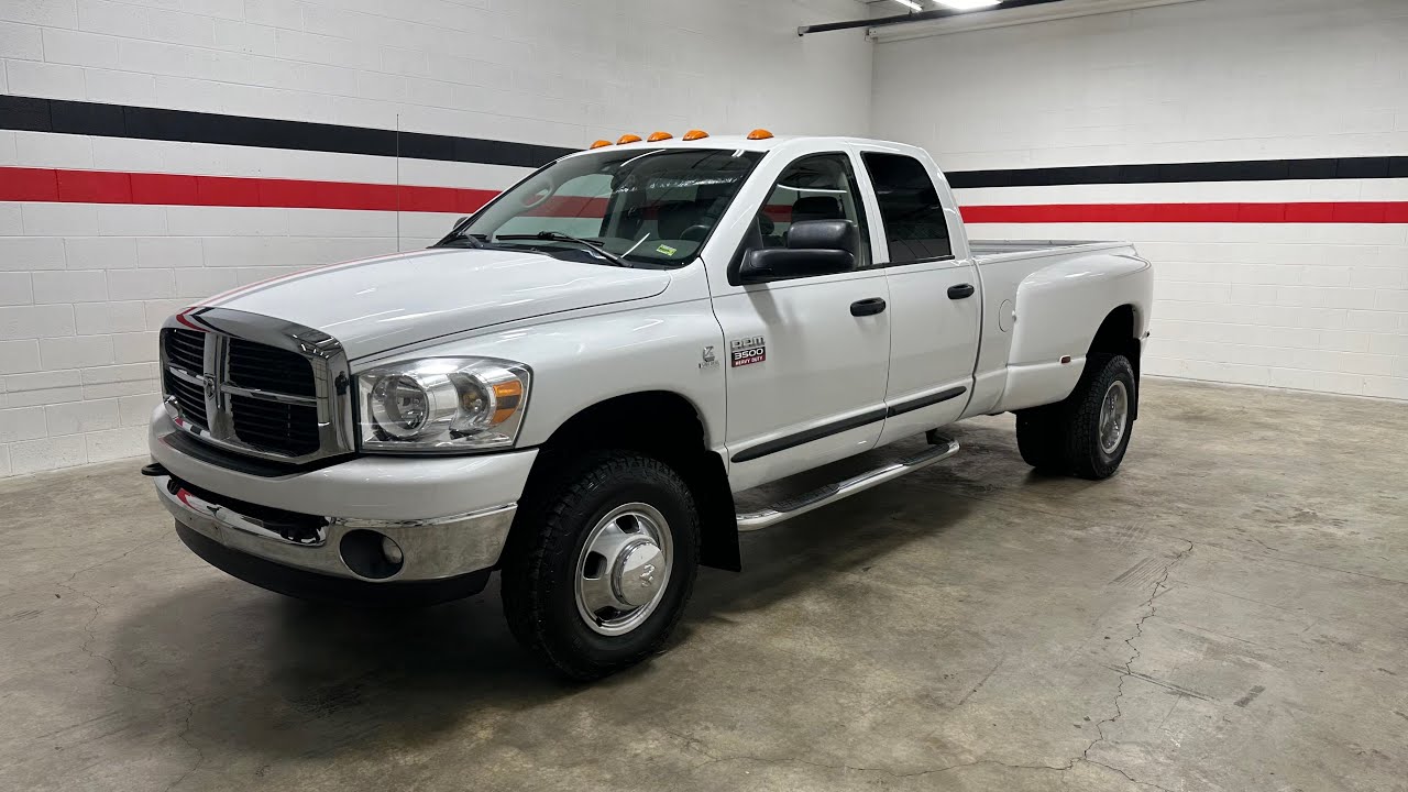 2007 Dodge Ram 3500. 5.9L Cummins backed by a 6 speed manual transmission. 105,000 original miles!