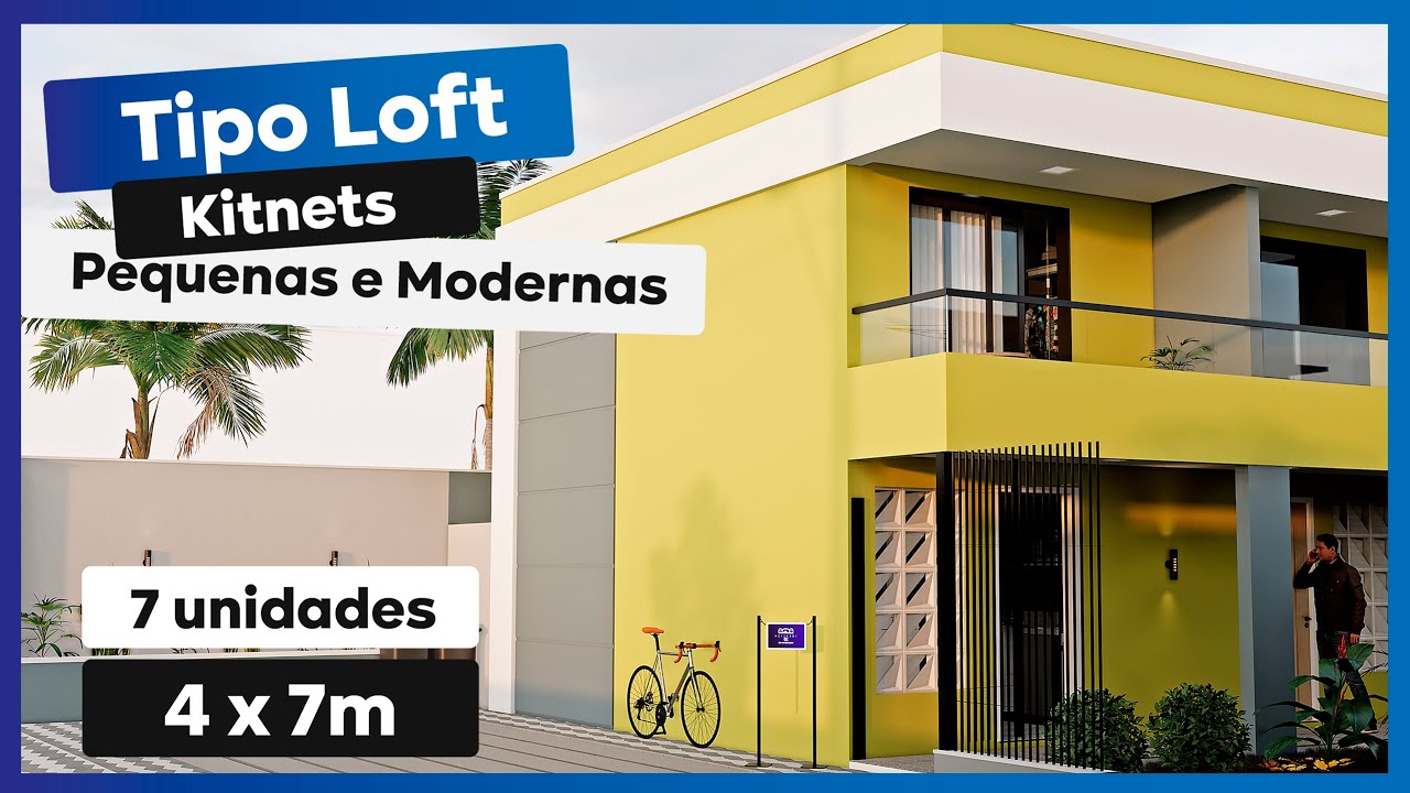 Tipo Loft kitnets pequenas e modernas | 4 x 7m | viver de kitnet | 7 kitnets bem aproveitados