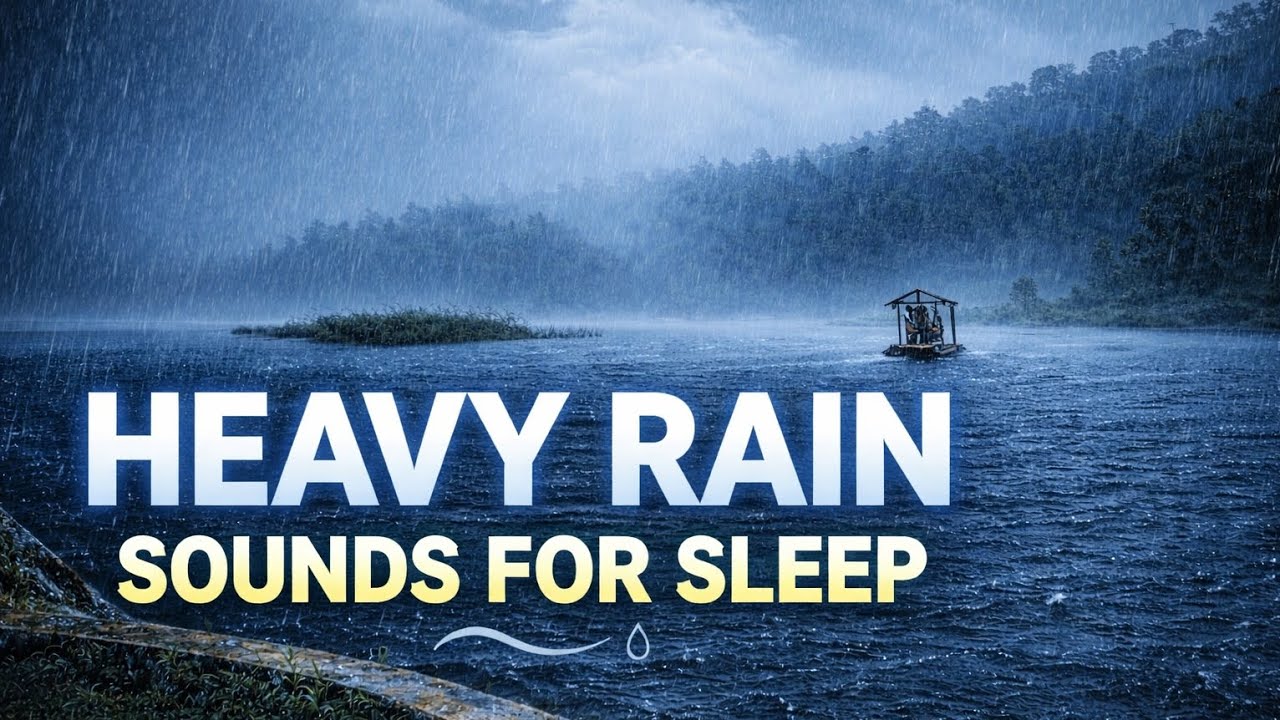 Soothing Heavy Rain by the Lake 🌧️ Rain Sounds for Sleeping & Relaxing