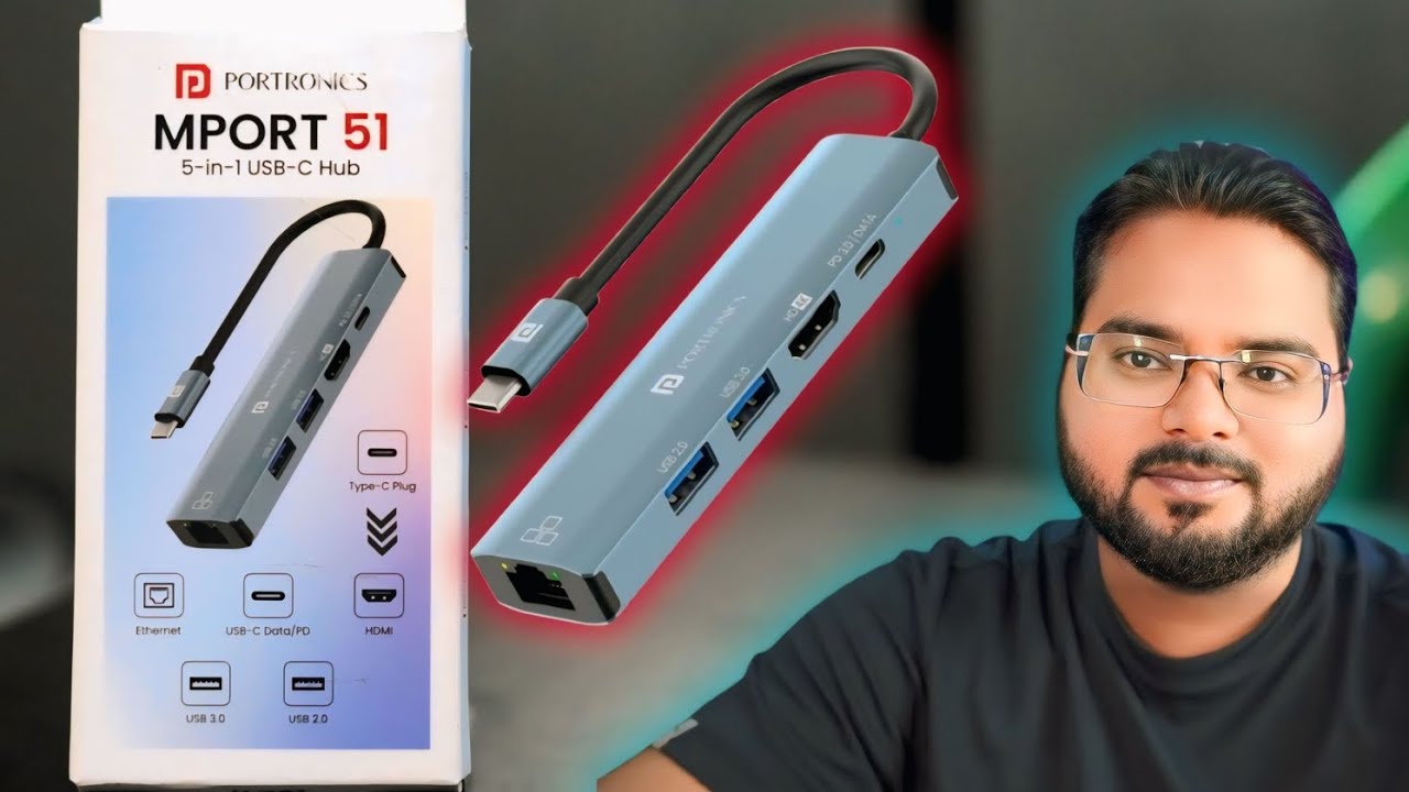 Portronics Mport 51 type C USB Hub unboxing and review 4k Hdmi ethernet fast data Transfer