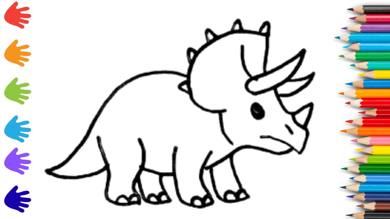 How To Draw cute dinosaur Drawing, Painting & Coloring For Kids and Toddlers_ Child Art 🐋🌈🎨