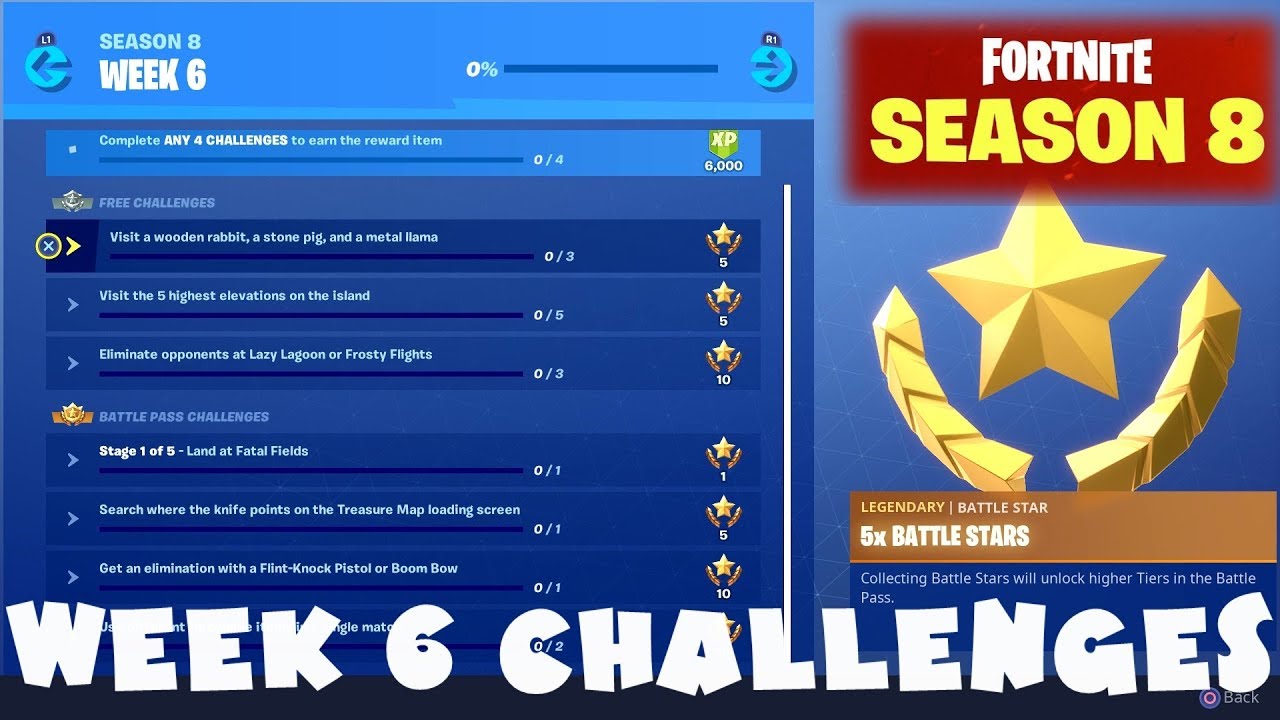 (Chapter 1) ALL Week 6 Challenges Guide - Fortnite Battle Royale Season 8 (2019)