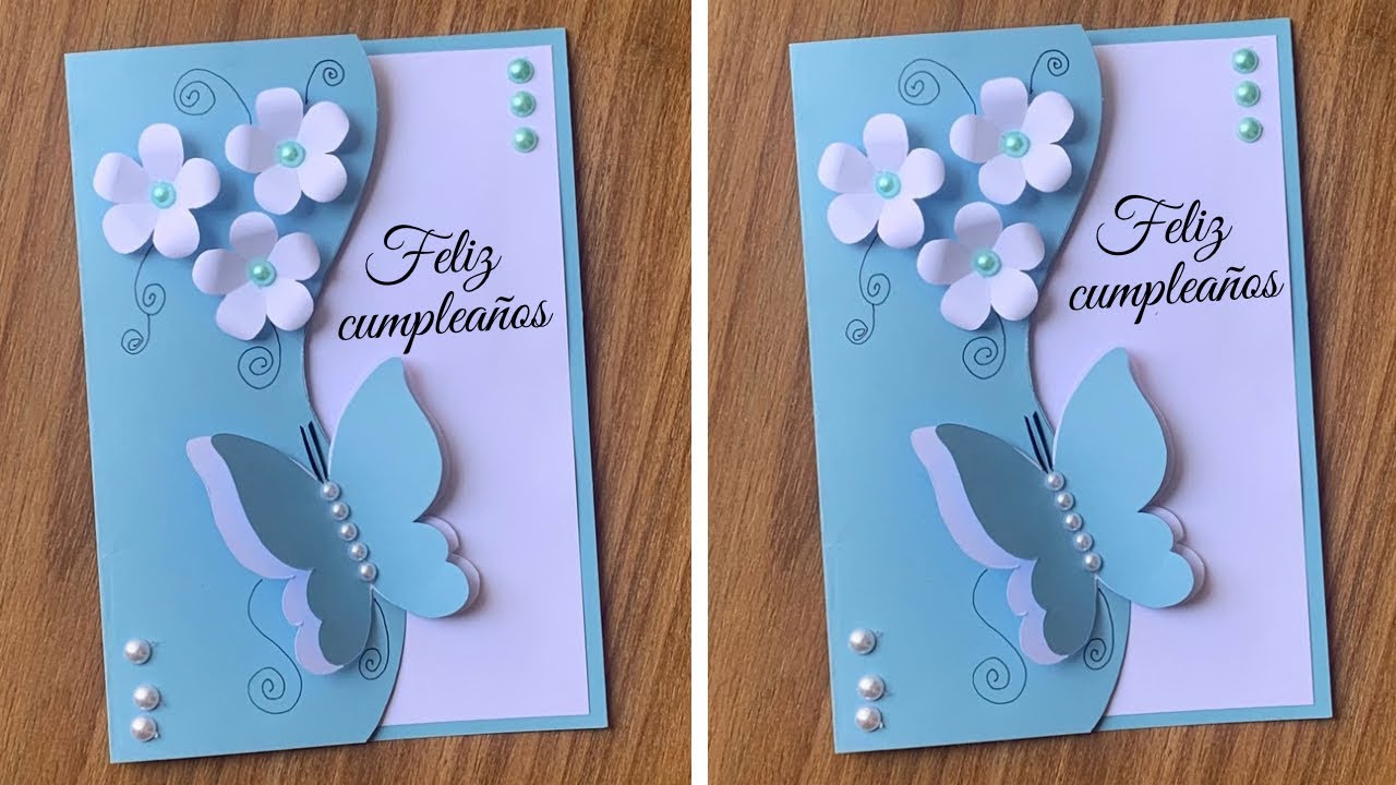 DIY Tarjeta de Cumpleaños con Mariposa y Flores ✨ Fácil y Elegante Handmade Birthday Card Idea 2025