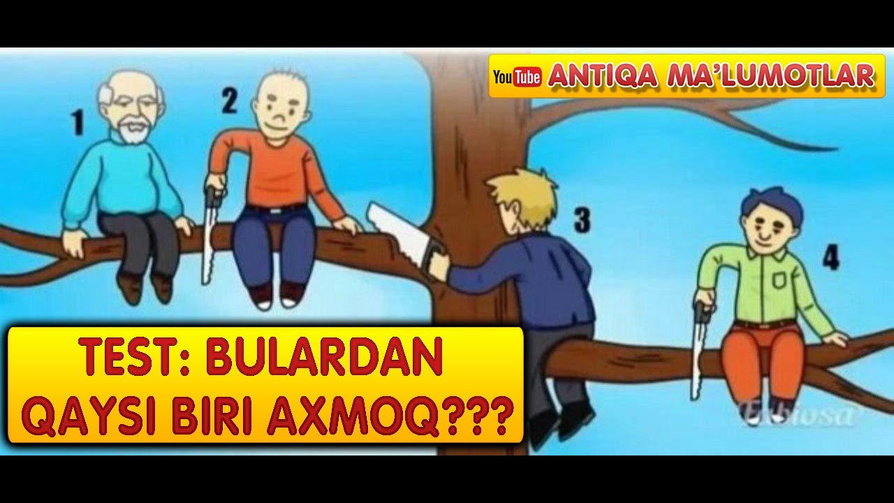 PSIXOLOGIK TEST: Bu odamlardan qaysi biri axmoq? | Психологик тест: Дарахтдагилардан ким ахмок?
