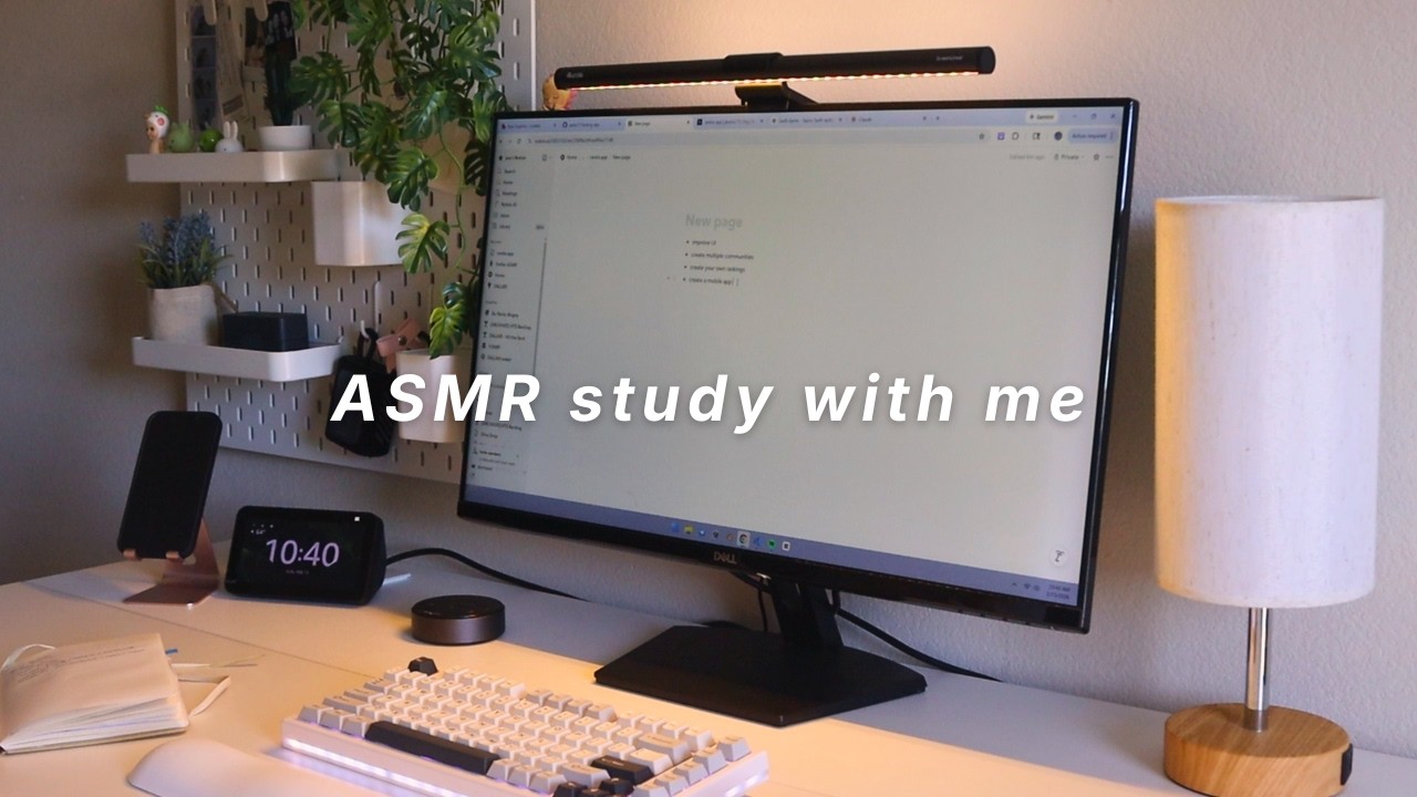 1 hour asmr study with me 📝: keyboard, mouse clicks & writing sounds | real time work session